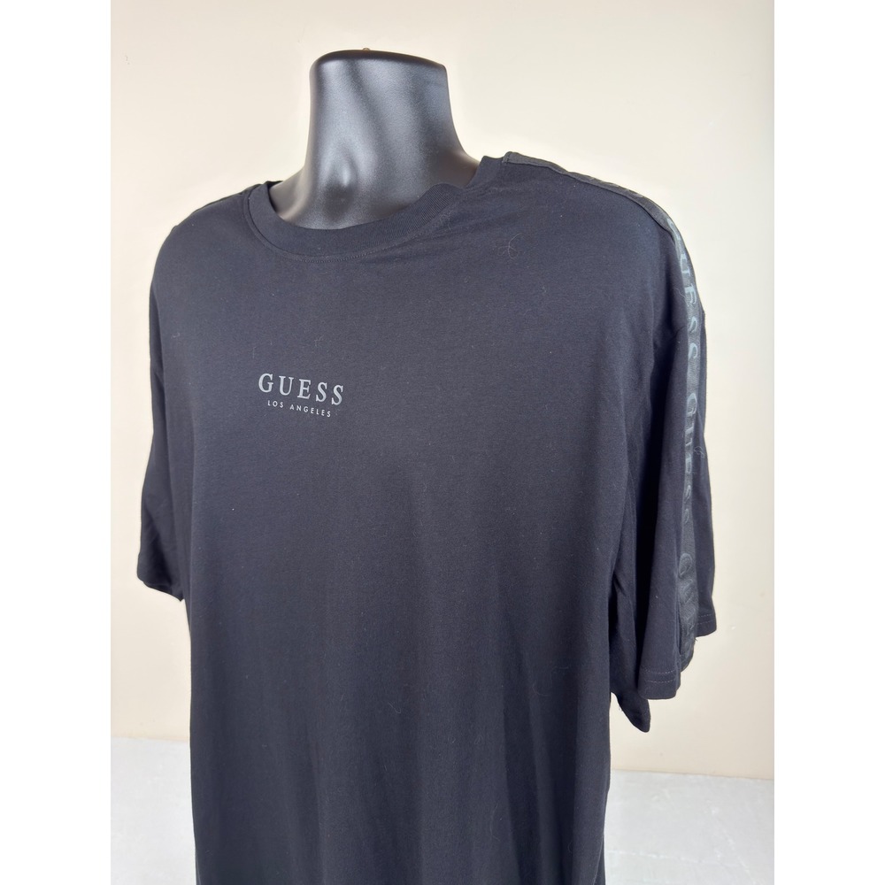 Guess Los Angeles Mens Nelson Logo Tape T-Shirt Jet Black XXL T60I19K6407 New